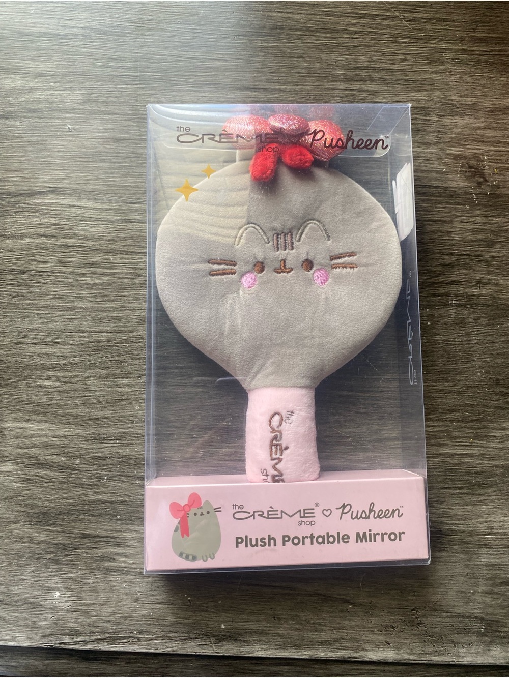 The Crème Shop x Pusheen Plush Portable Mirror - Gray & Pink